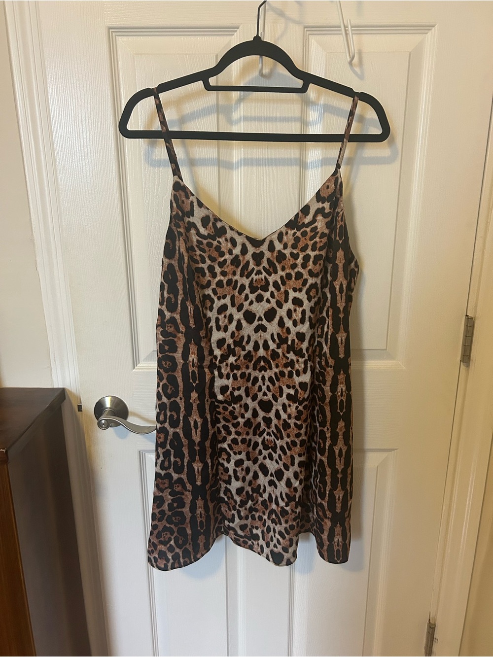 Leopard Print Slip Dress - Brown & Black Animal Print